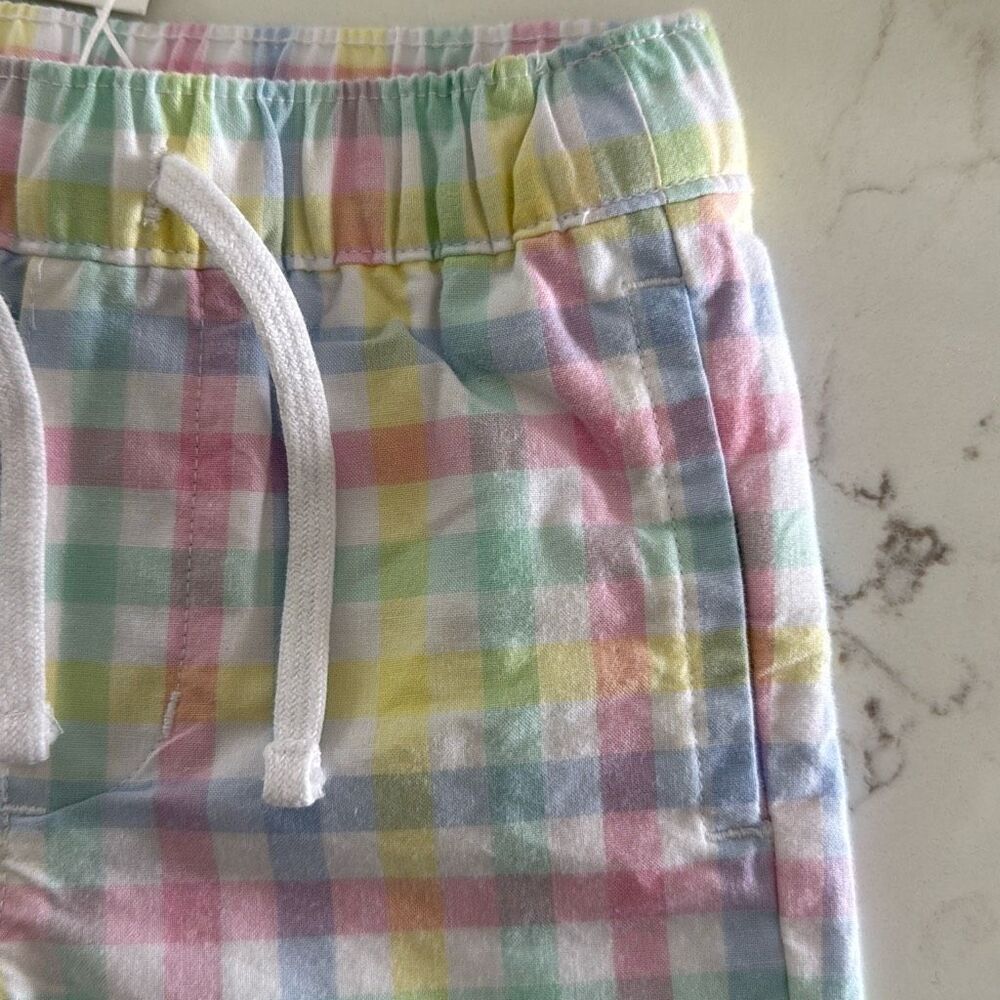 Janie and Jack Gingham Poplin Pull-On Short in White Gingham Size 12/18 Months - Picture 3 of 8